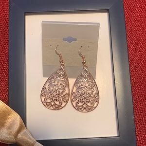 Rose gold tone scroll earrings
